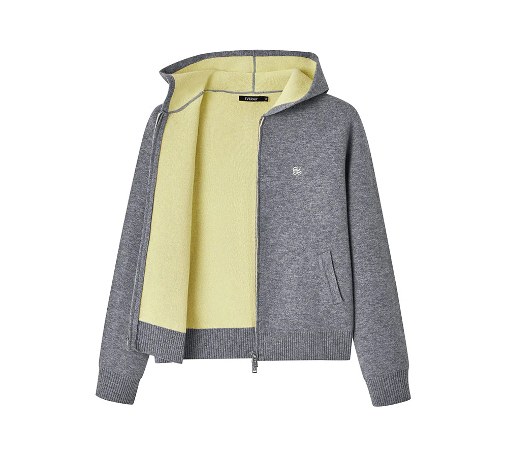 100% Wool Cardigan Knit Zip Hoodie Tanno - Image 11