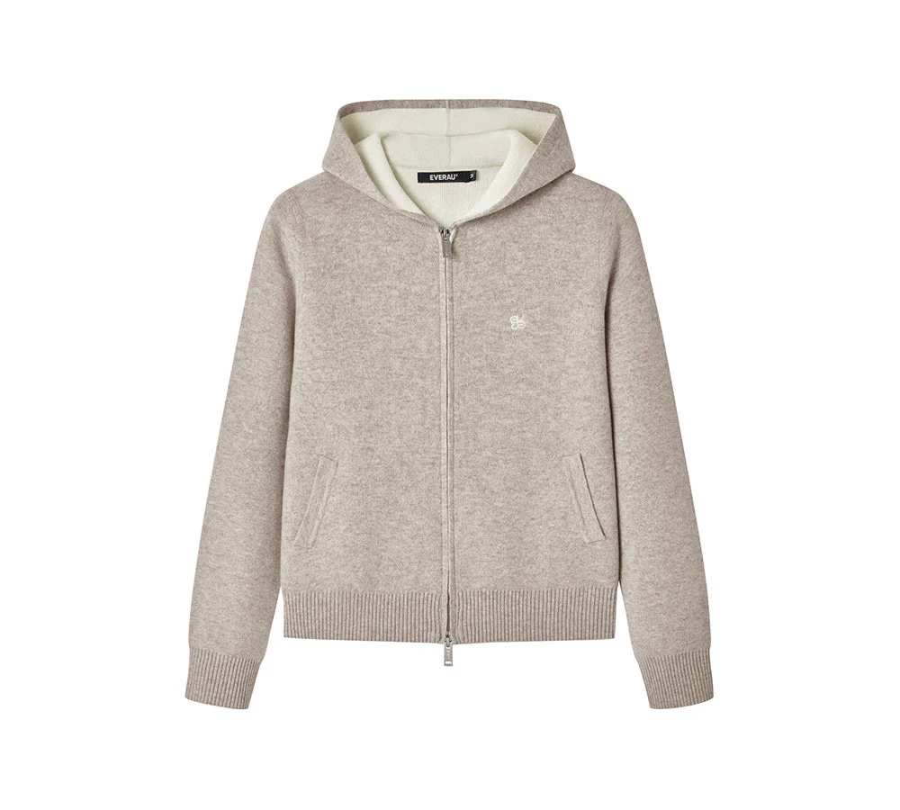 100% Wool Cardigan Knit Zip Hoodie Tanno - Image 2