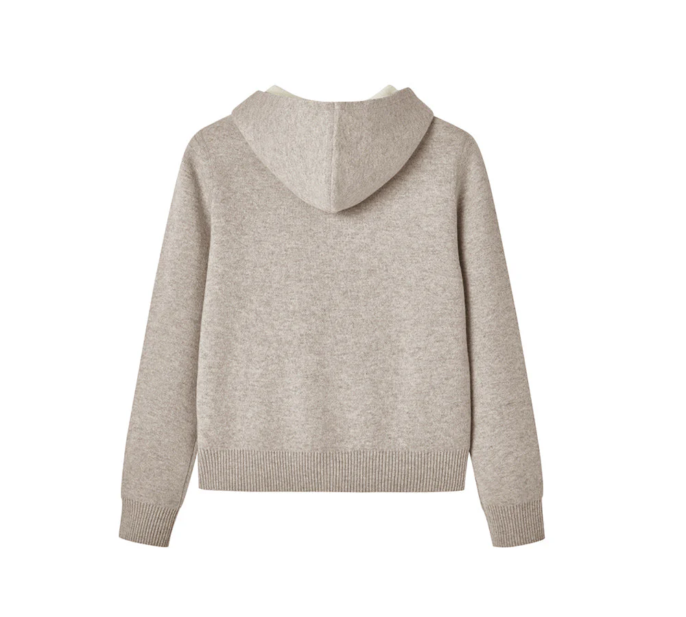 100% Wool Cardigan Knit Zip Hoodie Tanno - Image 3