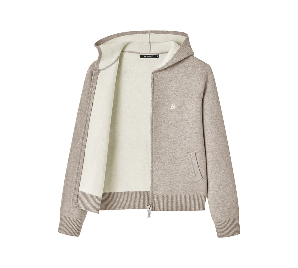 100% Wool Cardigan Knit Zip Hoodie Tanno - Image 4