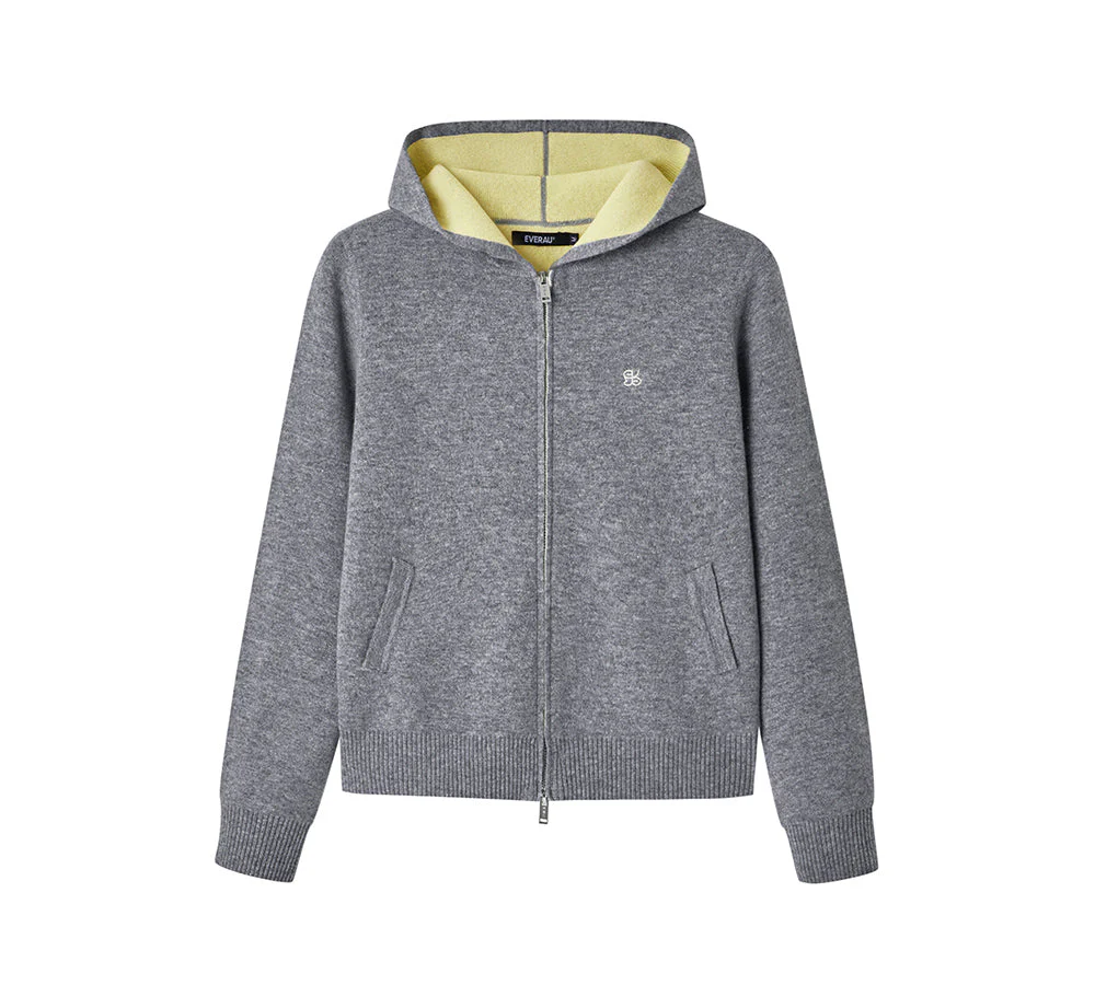 100% Wool Cardigan Knit Zip Hoodie Tanno - Image 9