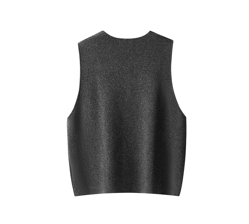 100% Wool V-Neck Sweater Wooly Vest - Image 8