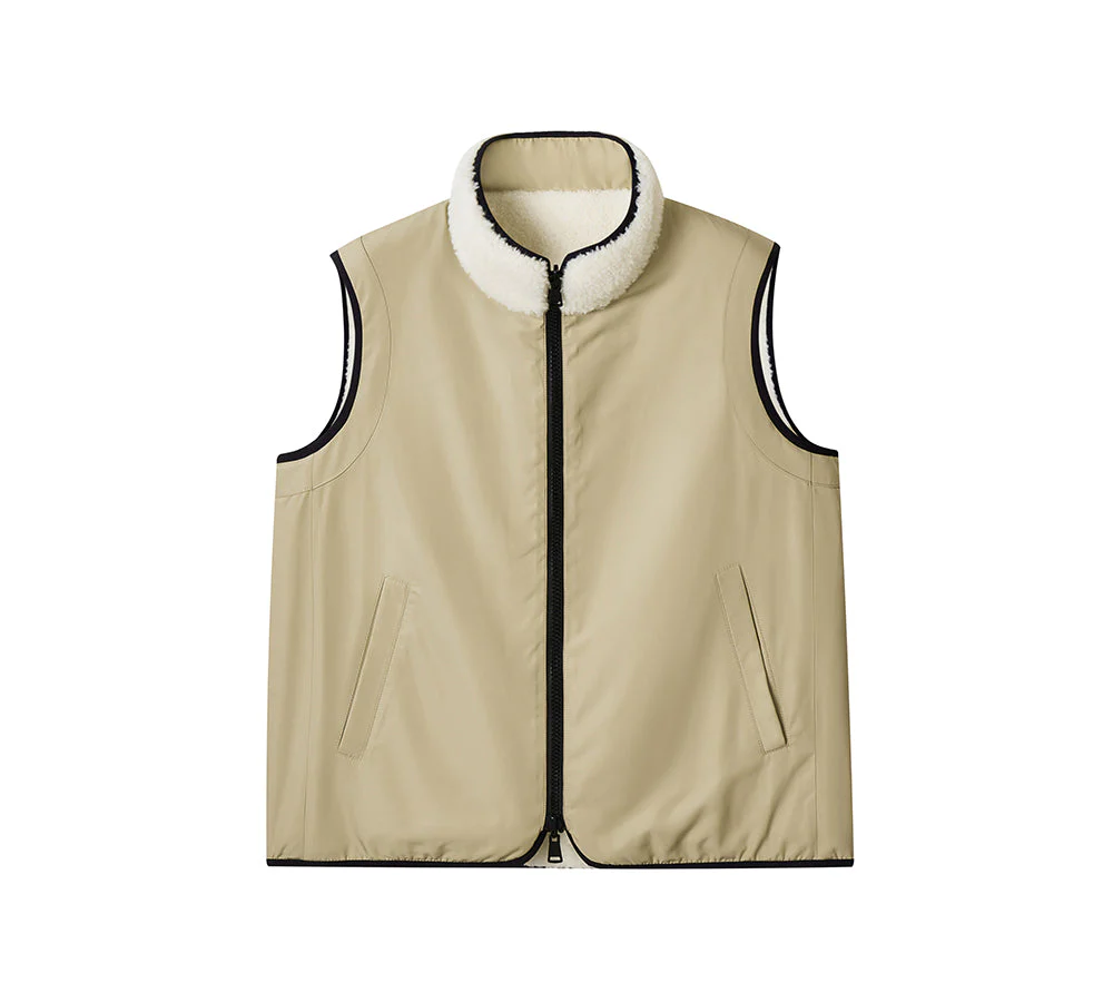 100% Wool Zip Reversible Vest Cozea - Image 3