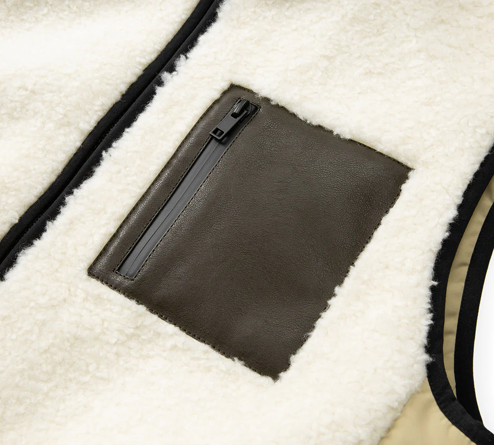 100% Wool Zip Reversible Vest Cozea - Image 7