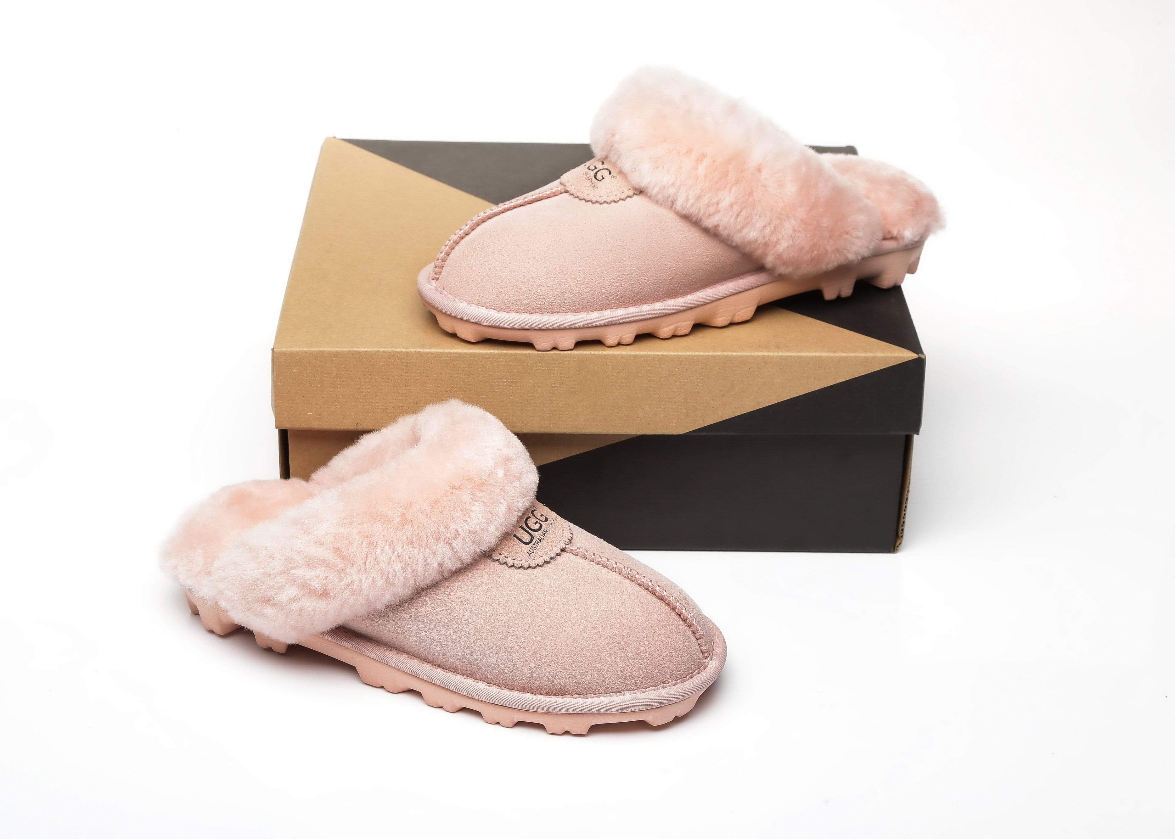 Women Slippers Premium Australia Sheepskin Wool Waffle Scuff - Image 17