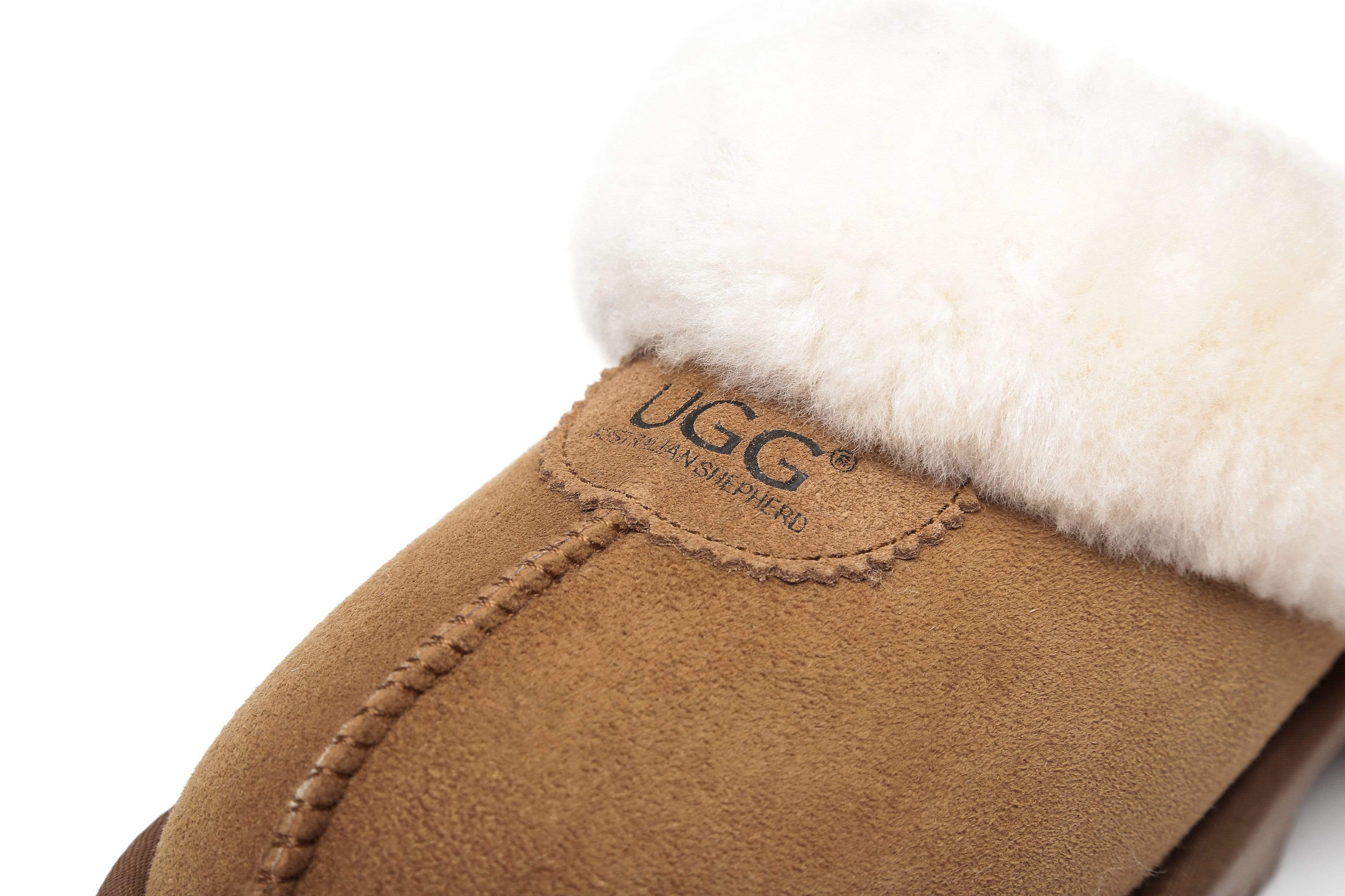 Women Slippers Premium Australia Sheepskin Wool Waffle Scuff - Image 4