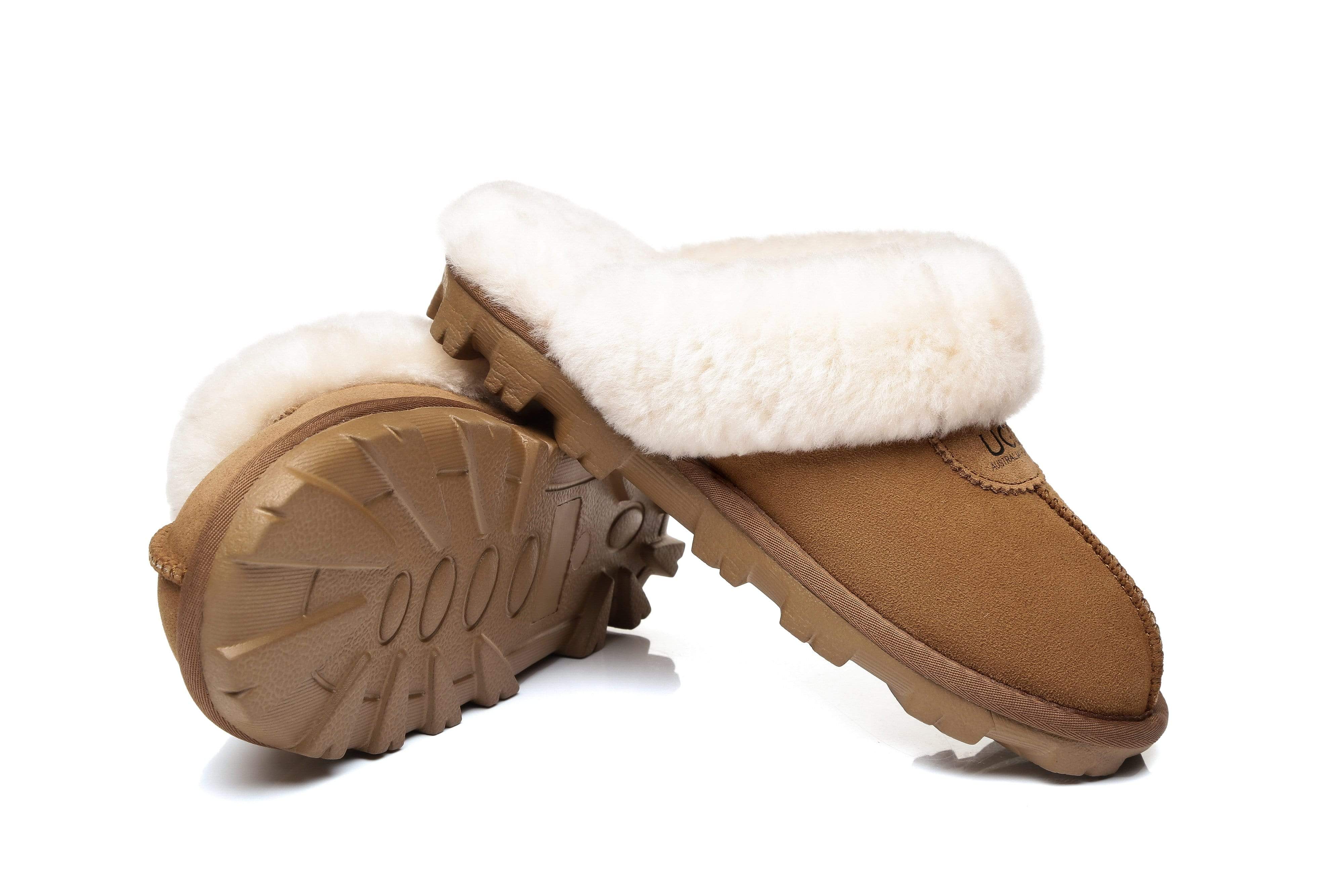 Women Slippers Premium Australia Sheepskin Wool Waffle Scuff - Image 5