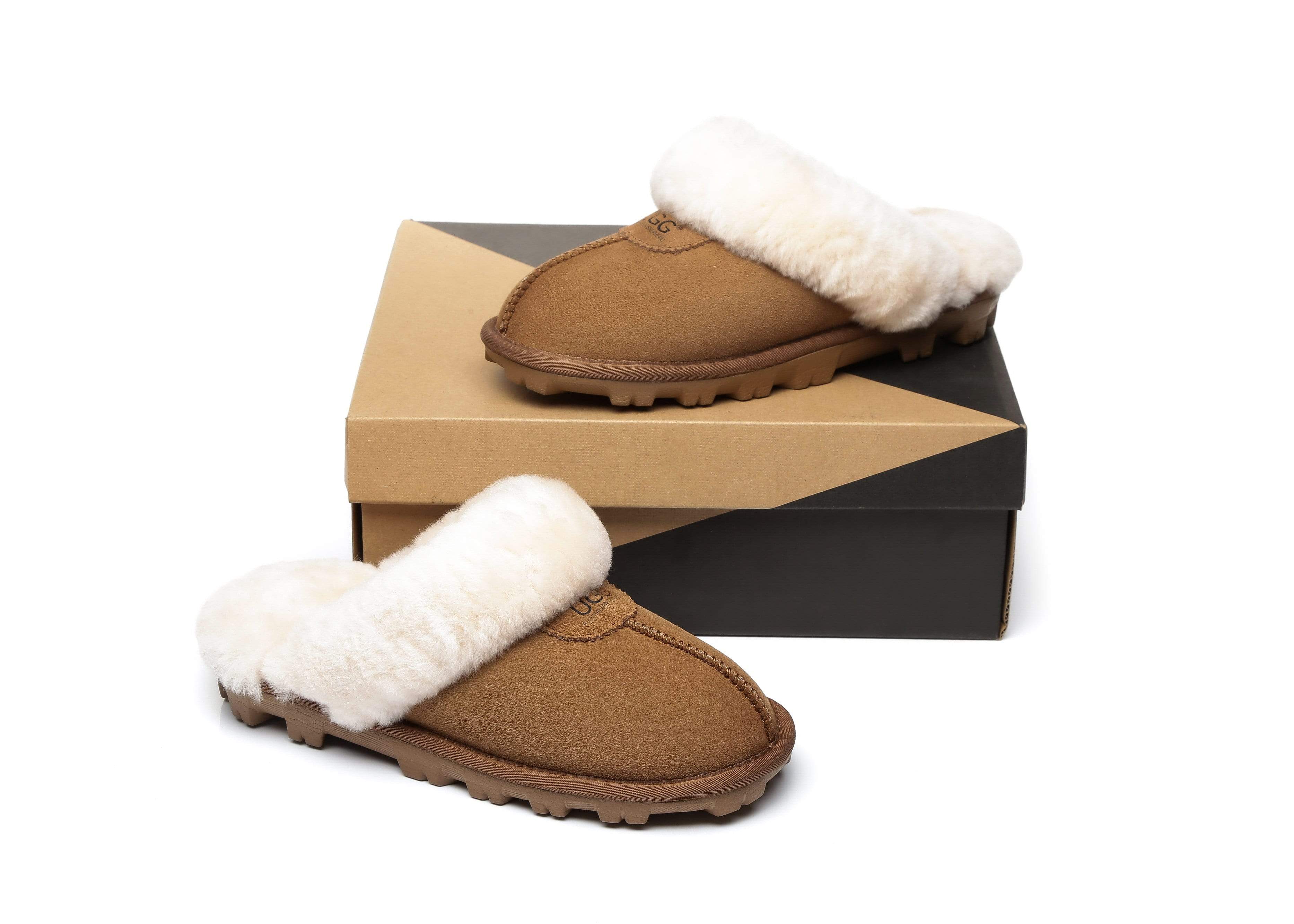 Women Slippers Premium Australia Sheepskin Wool Waffle Scuff - Image 7