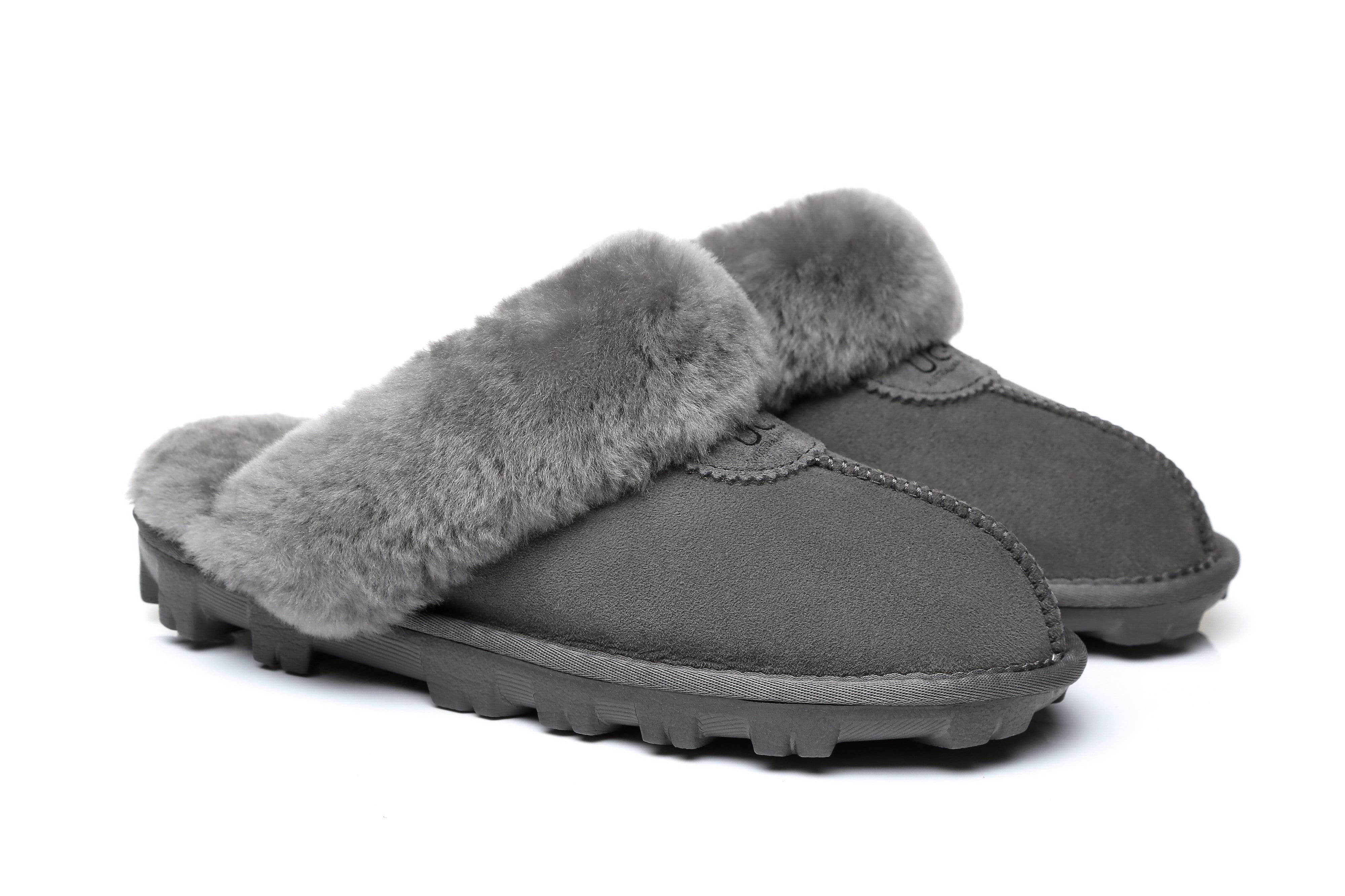 Women Slippers Premium Australia Sheepskin Wool Waffle Scuff - Image 9
