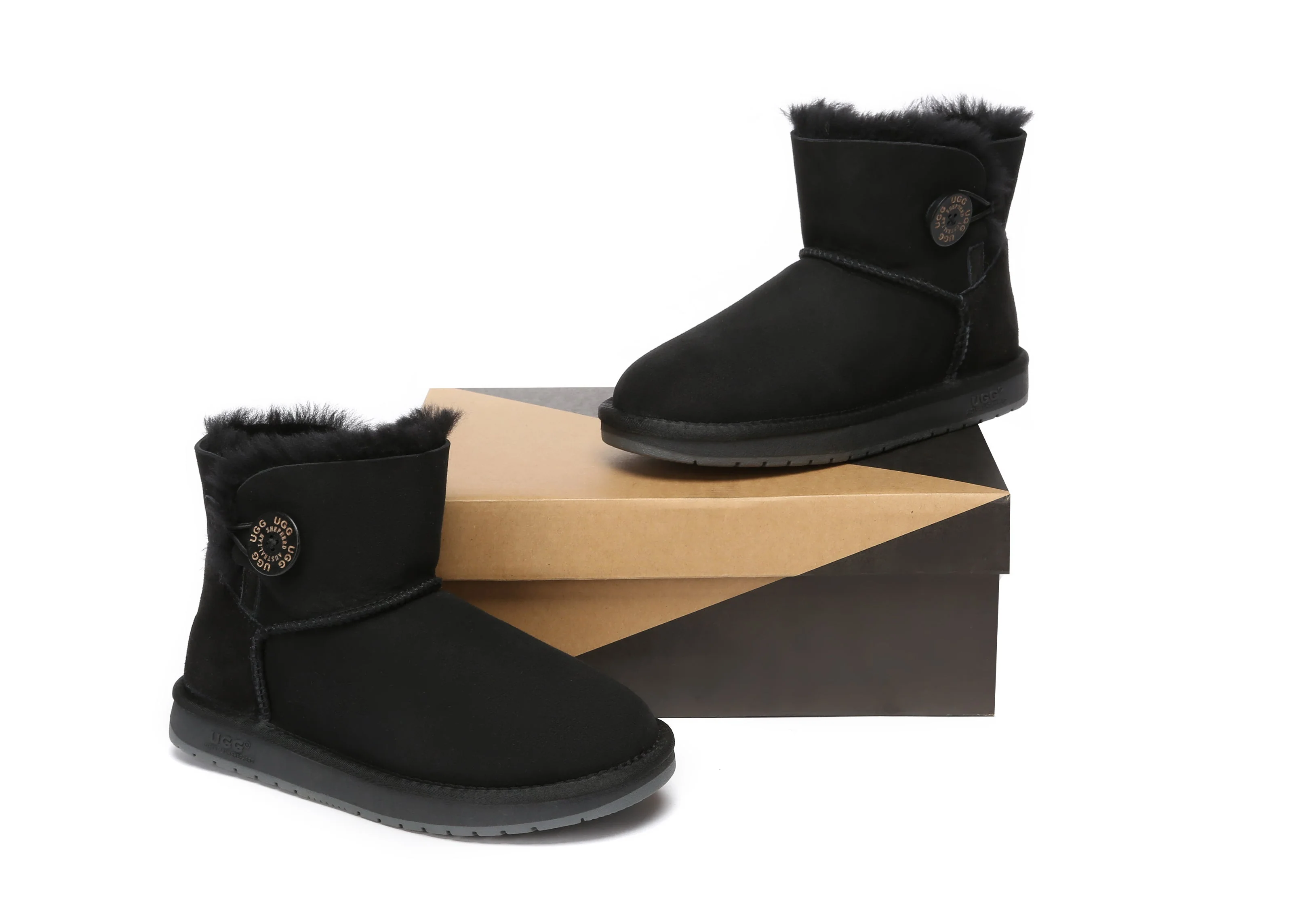 Australia Premium Double Face Sheepskin Water Resistant Mini Button Boots - Image 11