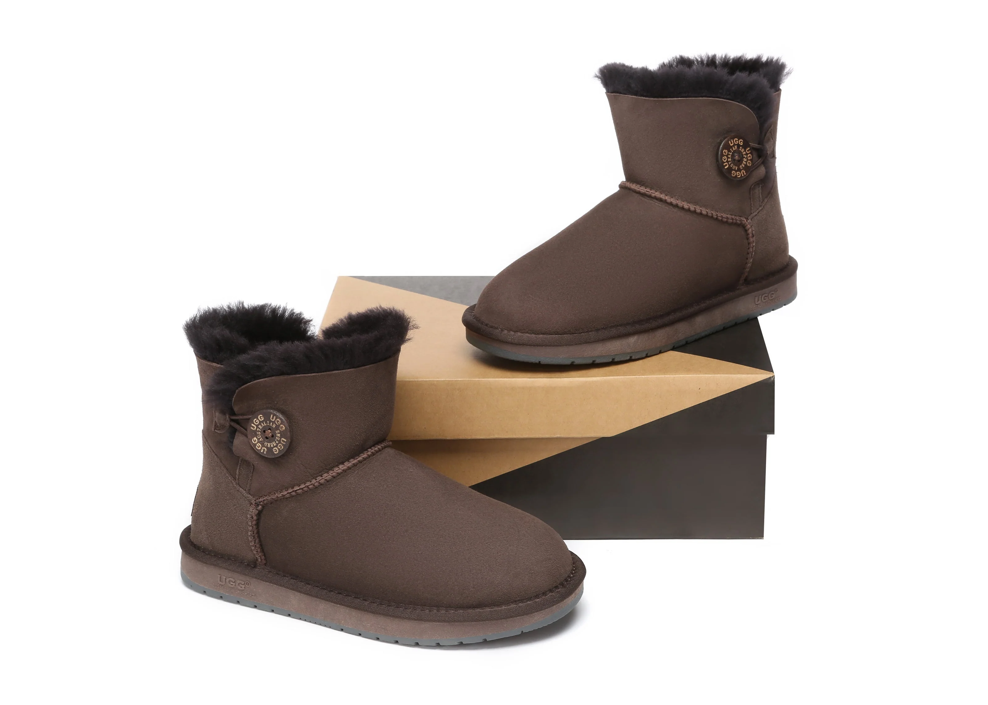 Australia Premium Double Face Sheepskin Water Resistant Mini Button Boots - Image 17