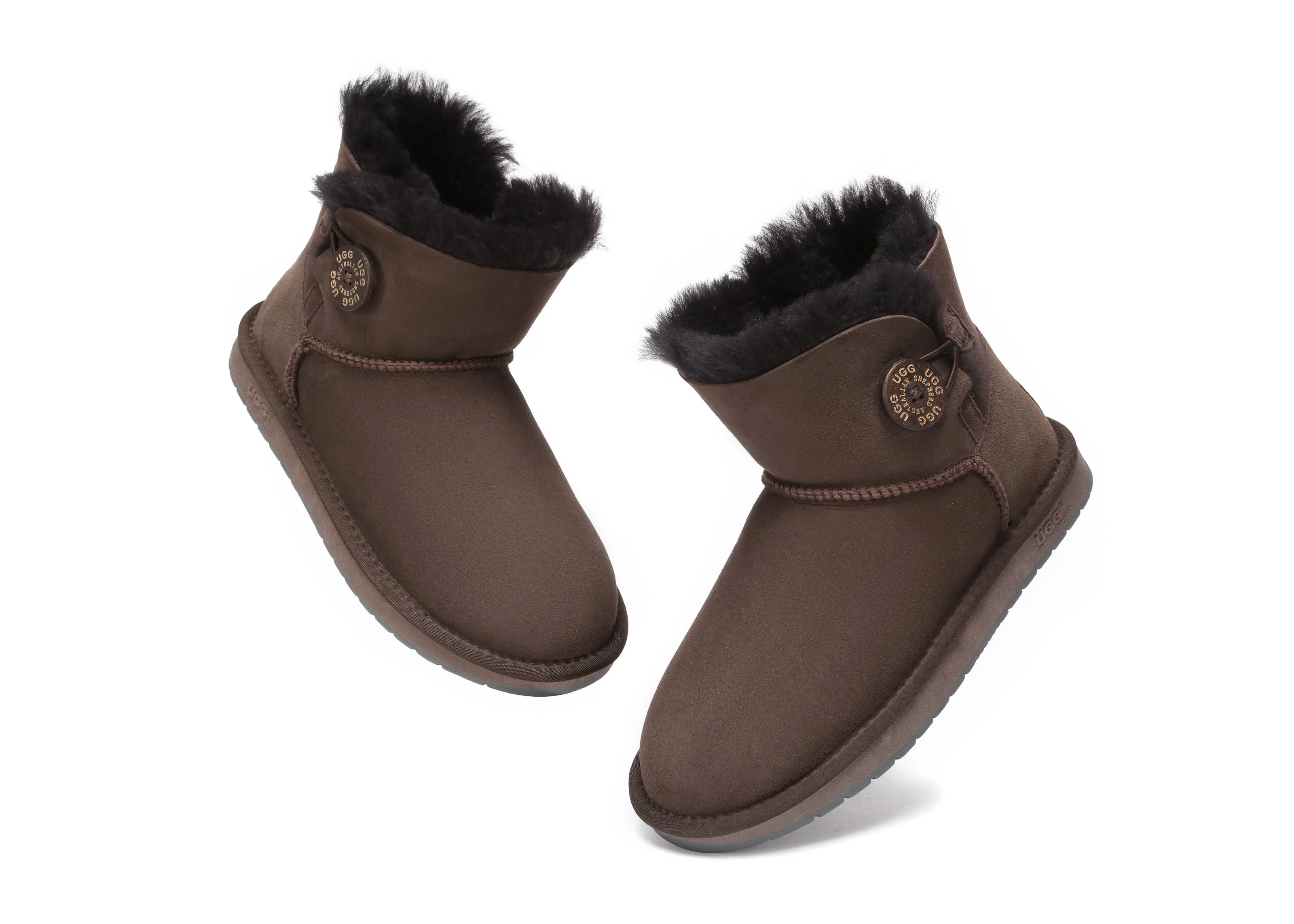 Australia Premium Double Face Sheepskin Water Resistant Mini Button Boots - Image 18