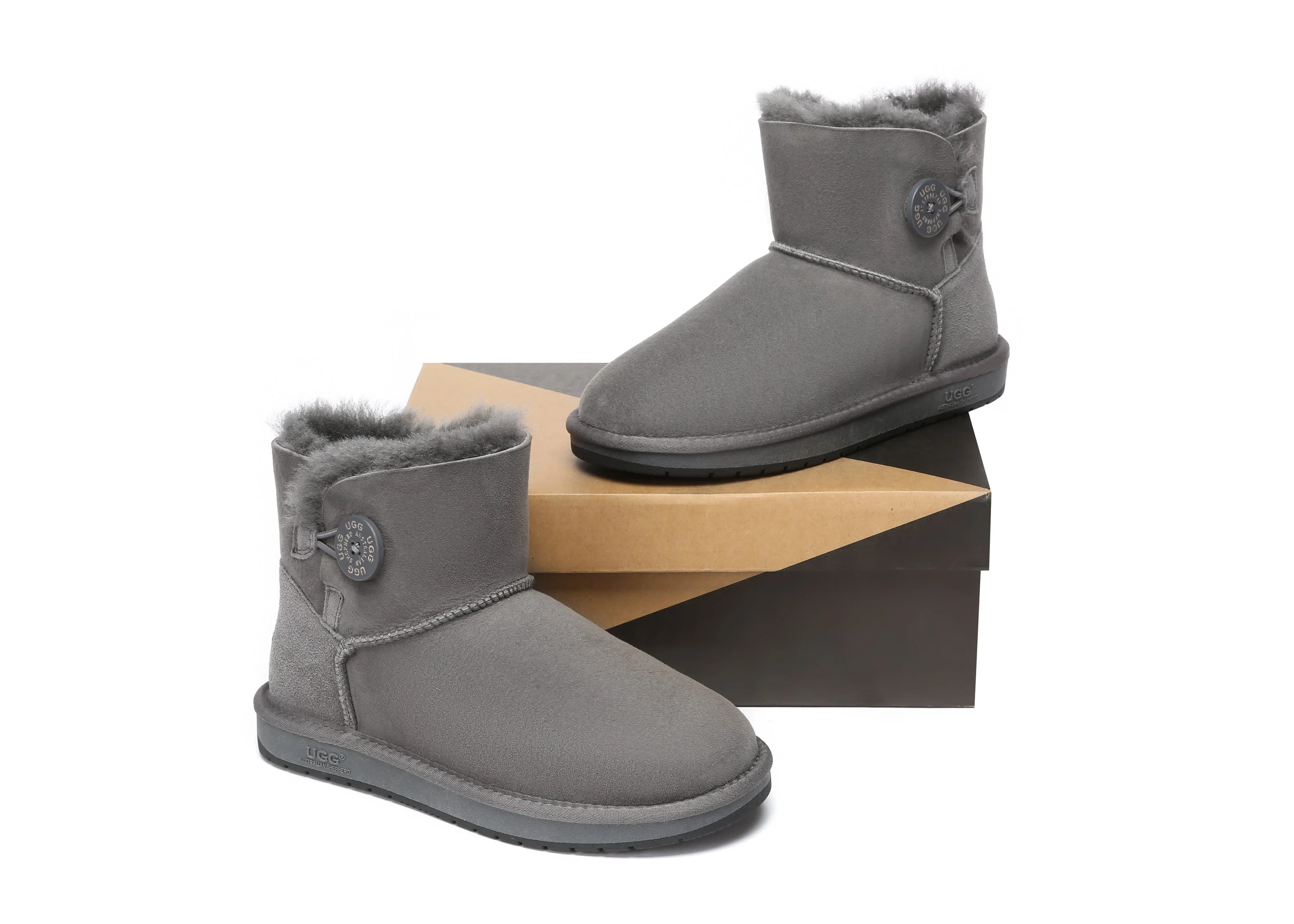 Australia Premium Double Face Sheepskin Water Resistant Mini Button Boots - Image 23