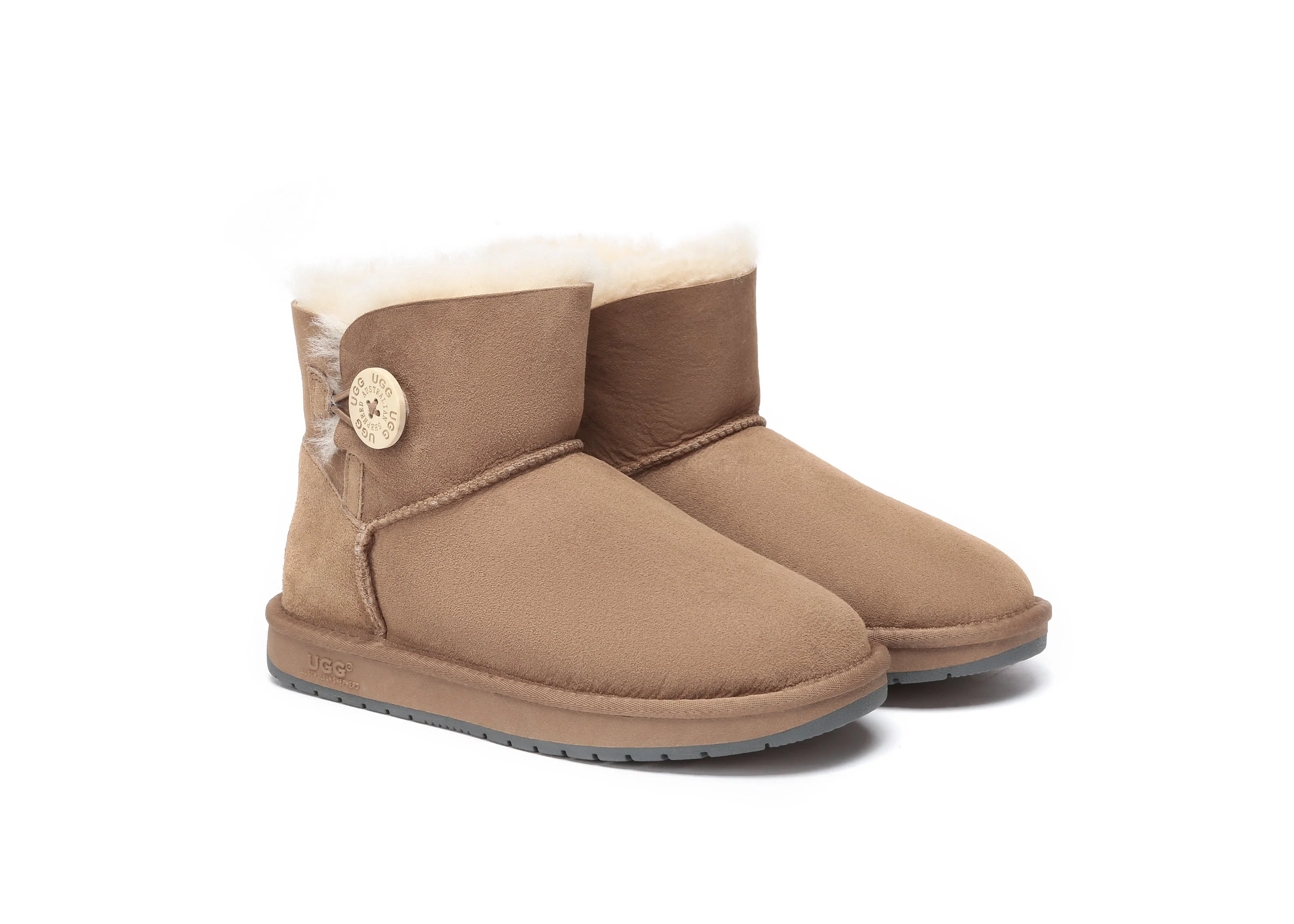 Australia Premium Double Face Sheepskin Water Resistant Mini Button Boots - Image 3