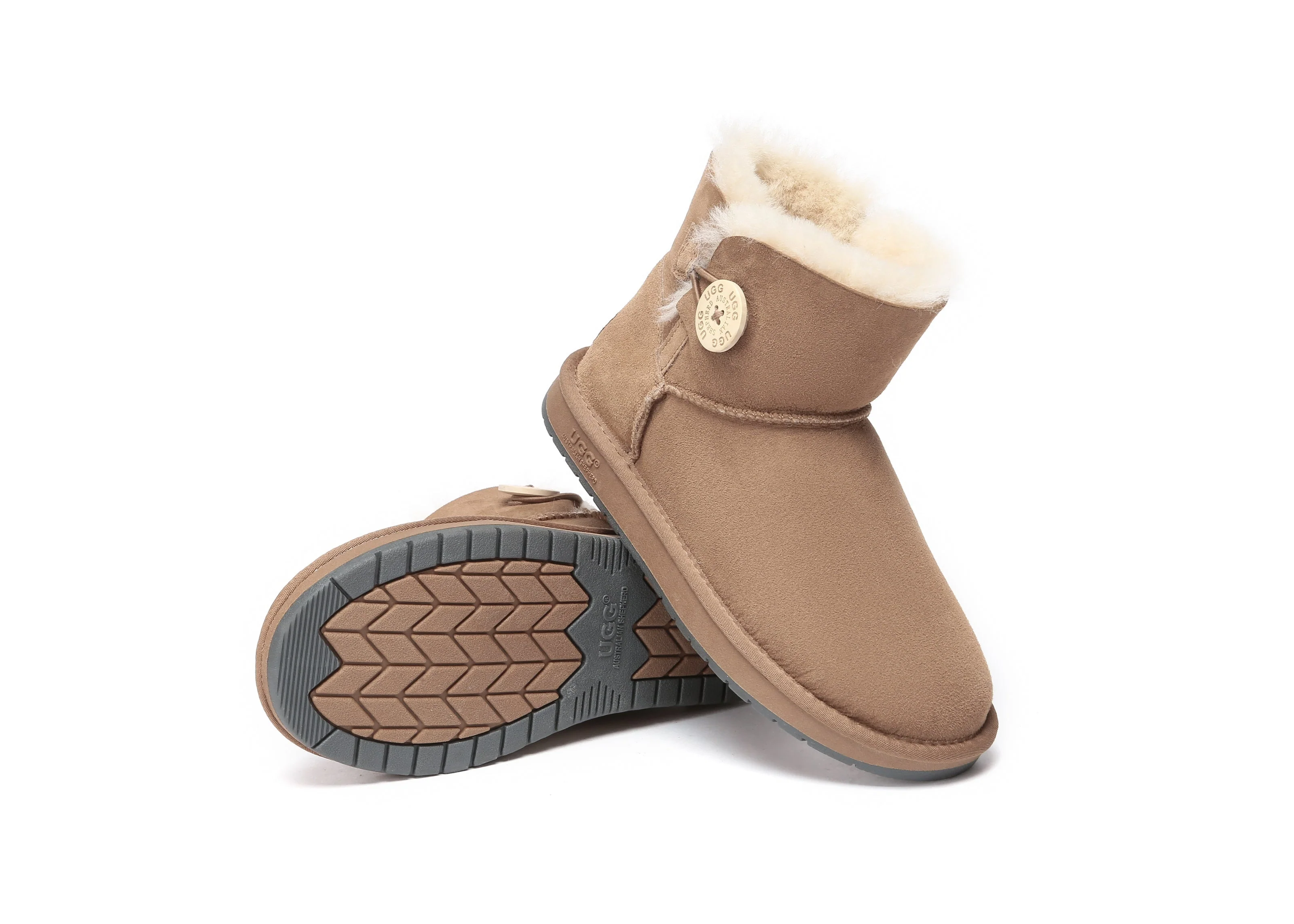 Australia Premium Double Face Sheepskin Water Resistant Mini Button Boots - Image 4