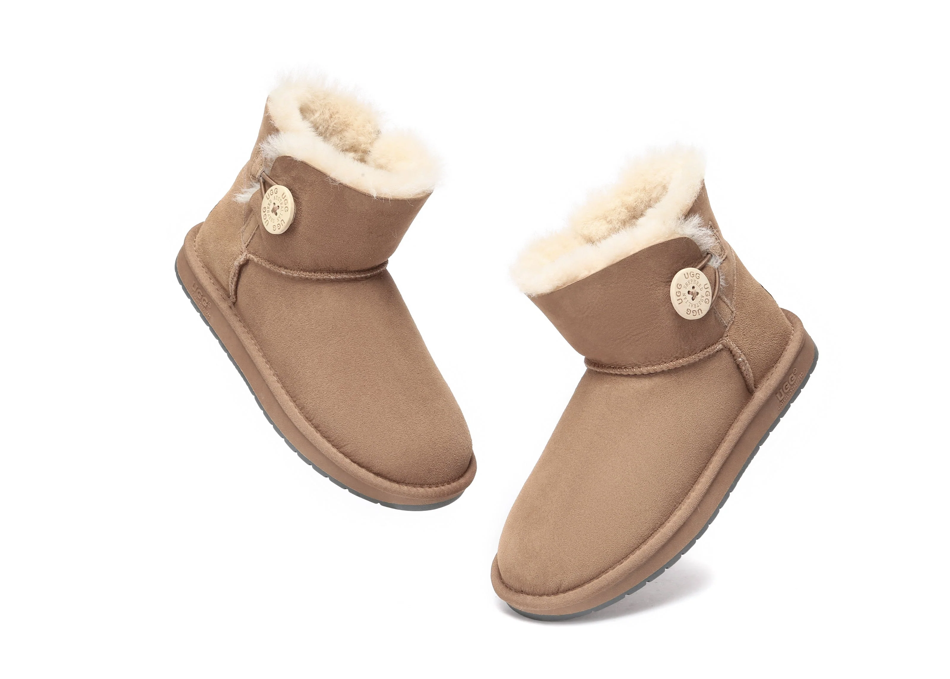 Australia Premium Double Face Sheepskin Water Resistant Mini Button Boots - Image 6