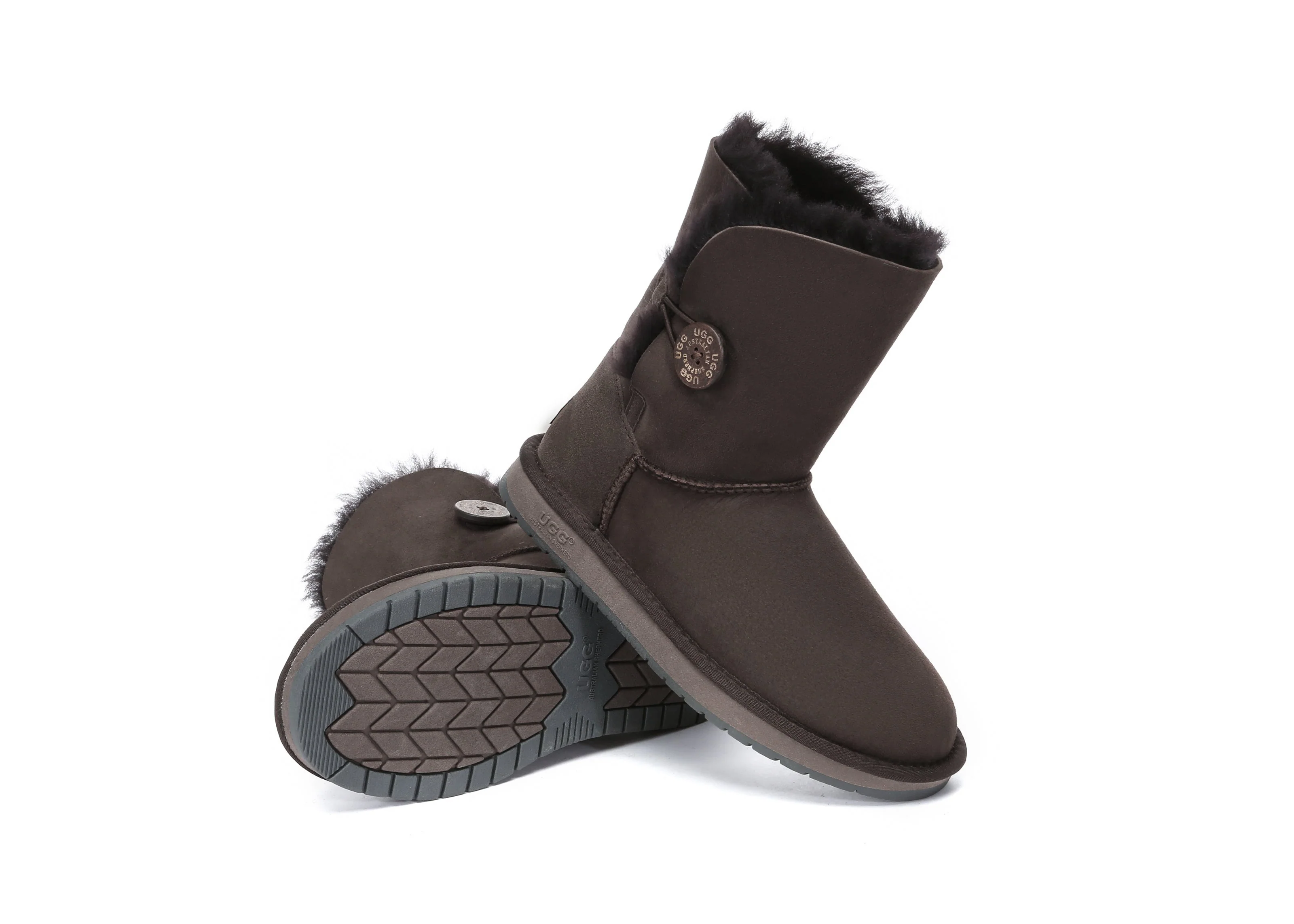 Australian Premium Double Face Sheepskin Short Button Water Resistant Boots - Image 10