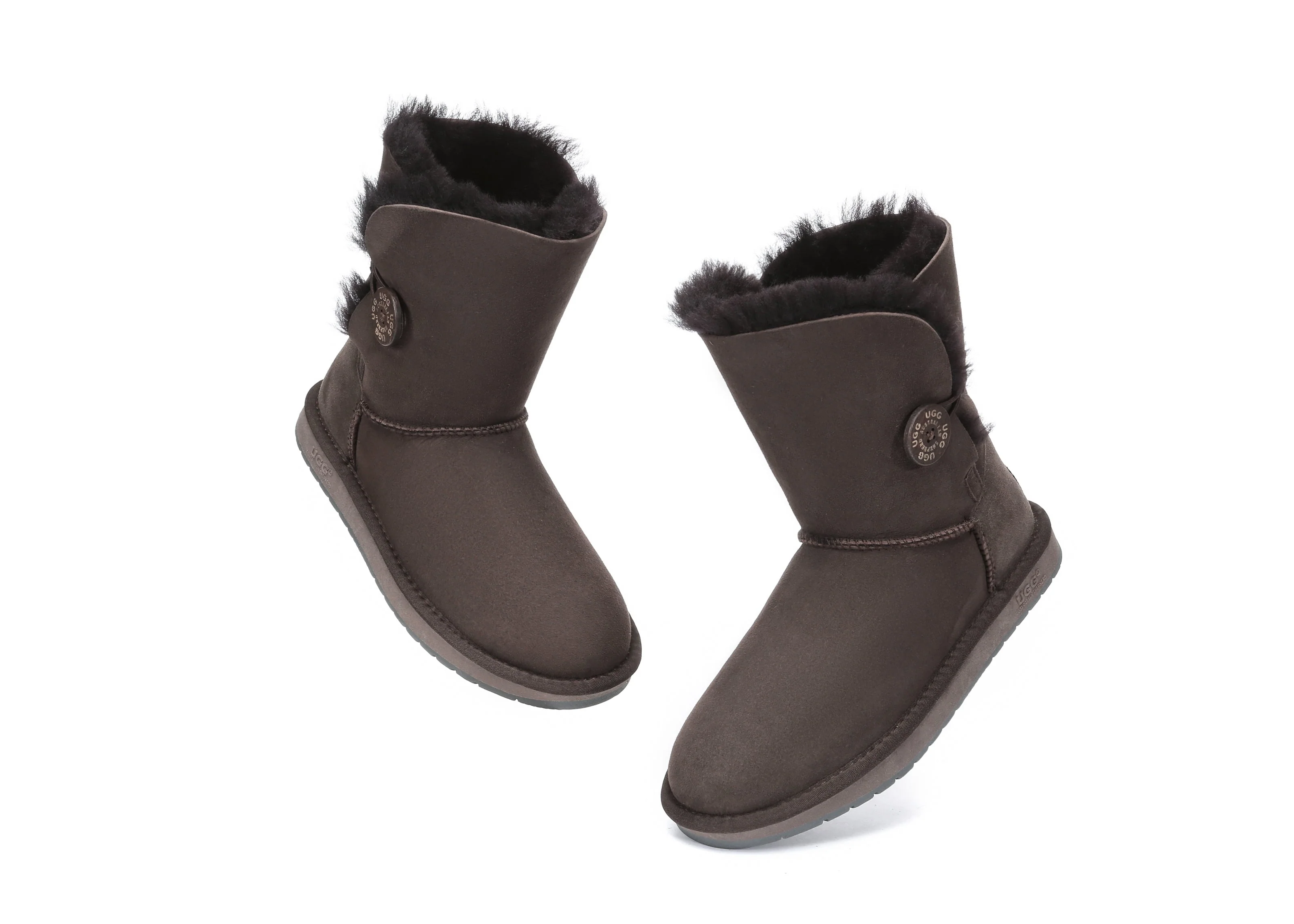 Australian Premium Double Face Sheepskin Short Button Water Resistant Boots - Image 12