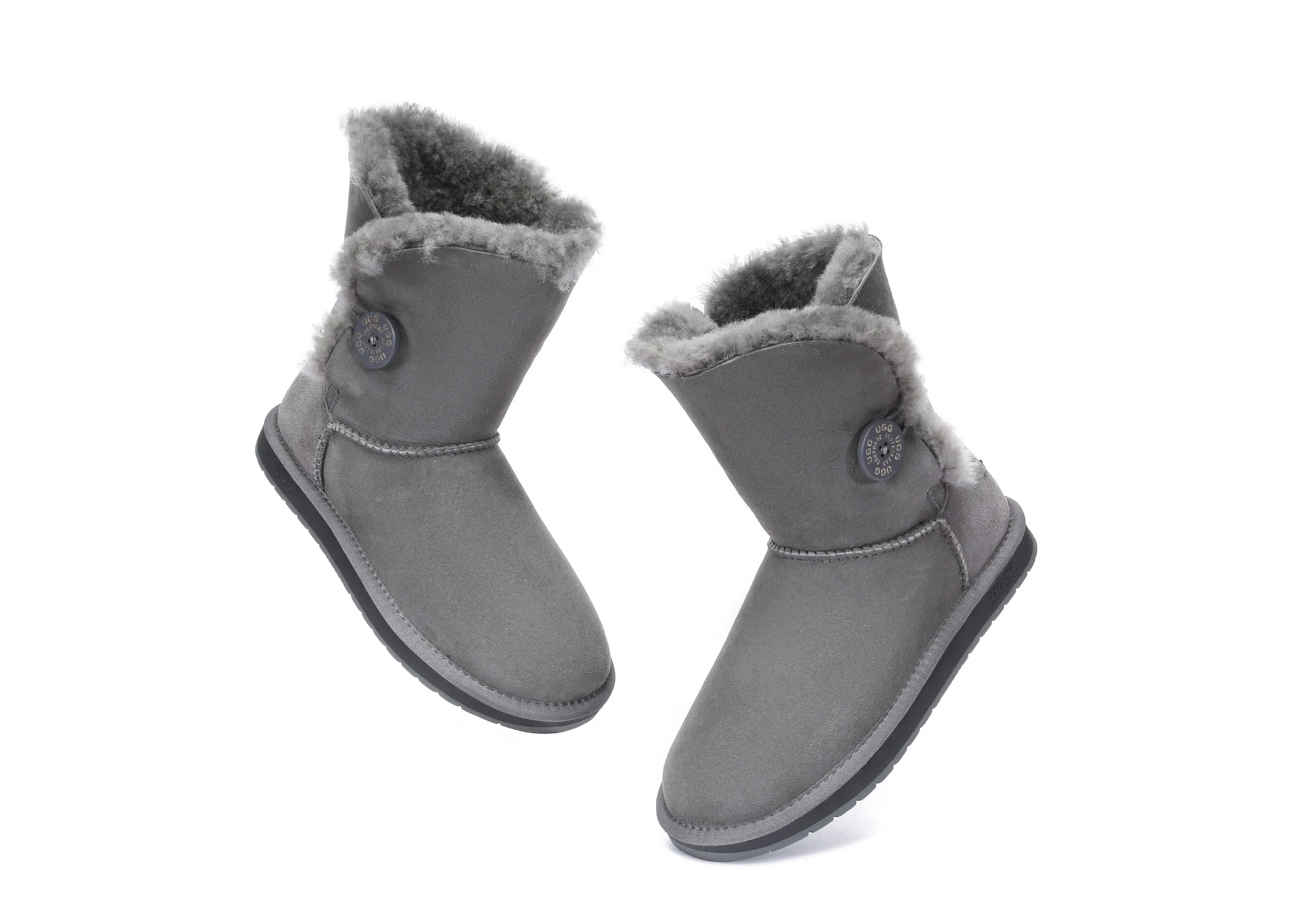 Australian Premium Double Face Sheepskin Short Button Water Resistant Boots - Image 18
