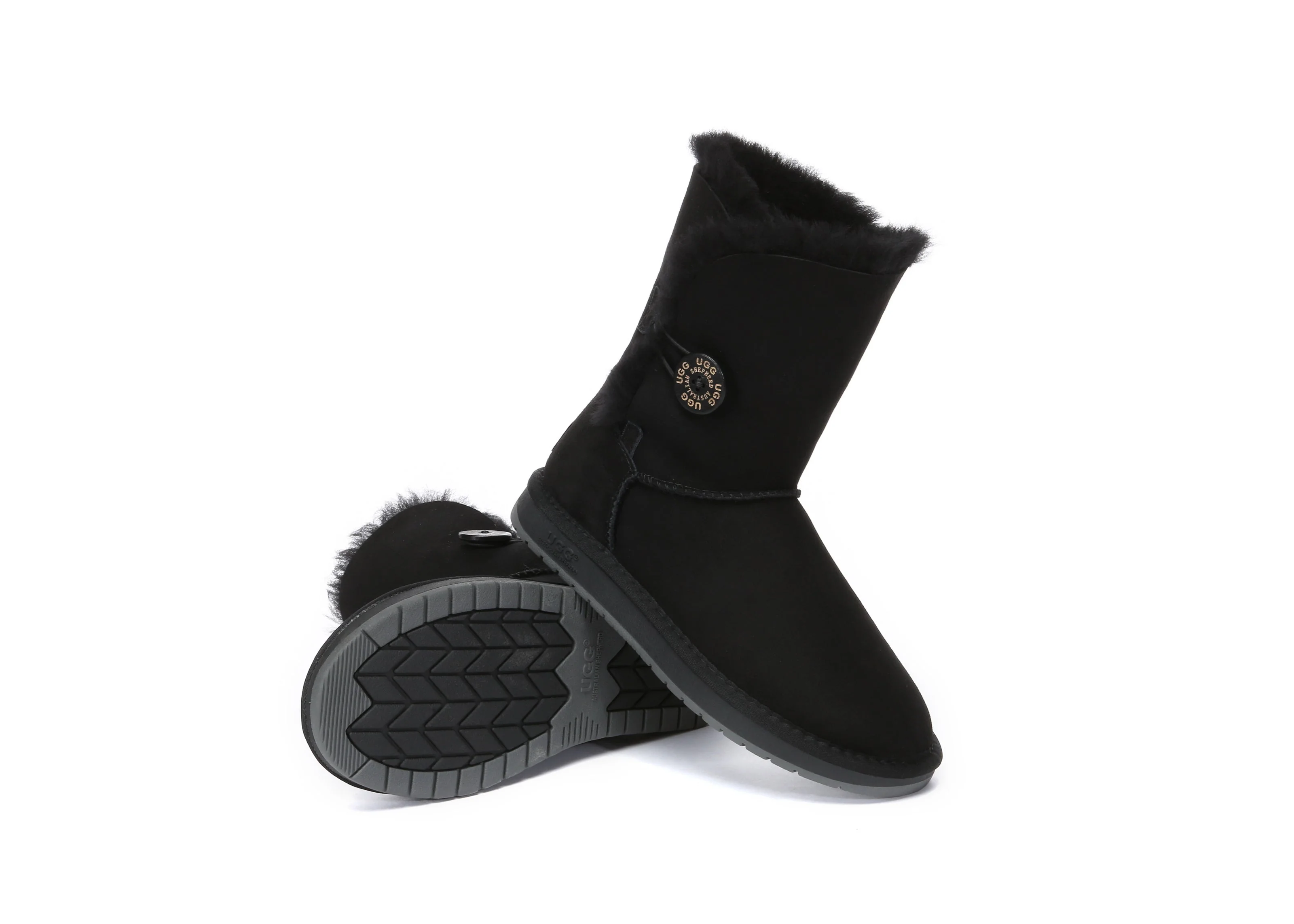 Australian Premium Double Face Sheepskin Short Button Water Resistant Boots - Image 22