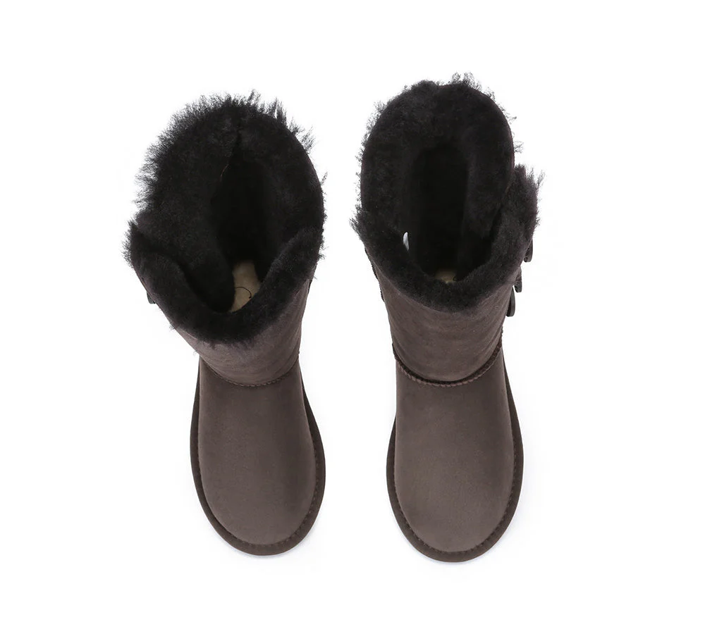 Australian Premium Double Face Sheepskin Tall Triple Button Water Resistant Boots - Image 13