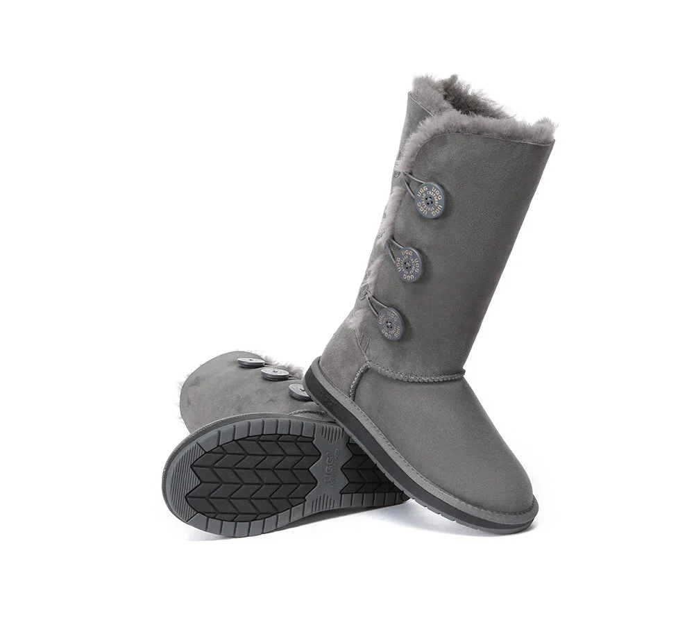 Australian Premium Double Face Sheepskin Tall Triple Button Water Resistant Boots - Image 16