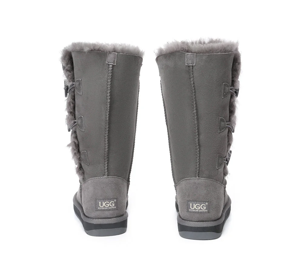 Australian Premium Double Face Sheepskin Tall Triple Button Water Resistant Boots - Image 20