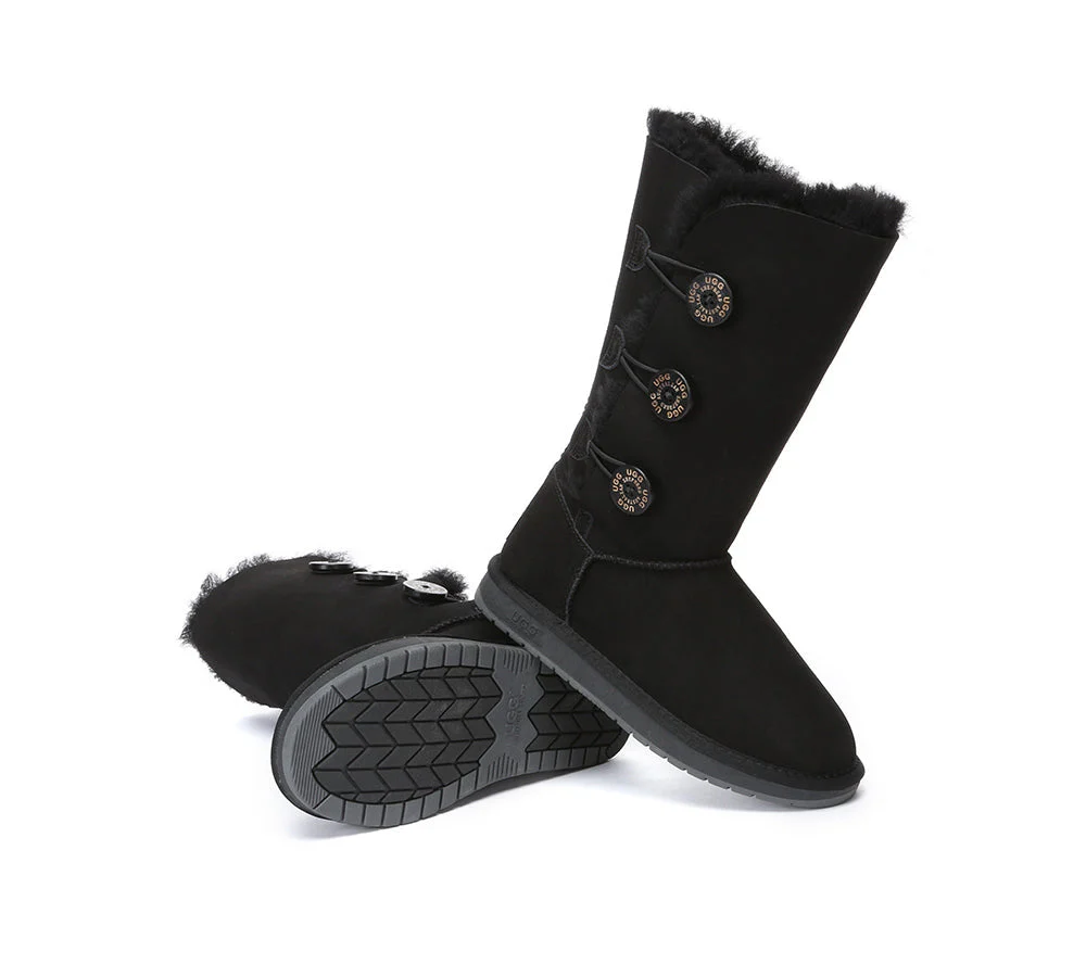 Australian Premium Double Face Sheepskin Tall Triple Button Water Resistant Boots - Image 22