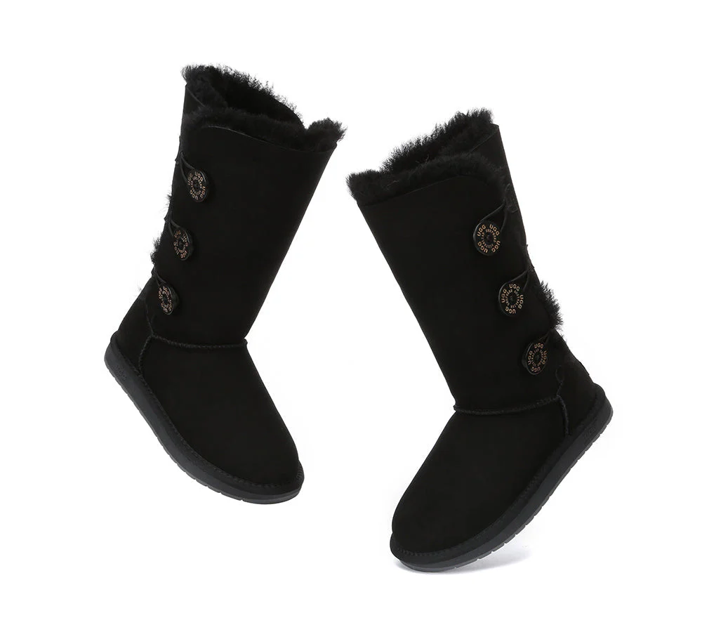 Australian Premium Double Face Sheepskin Tall Triple Button Water Resistant Boots - Image 24