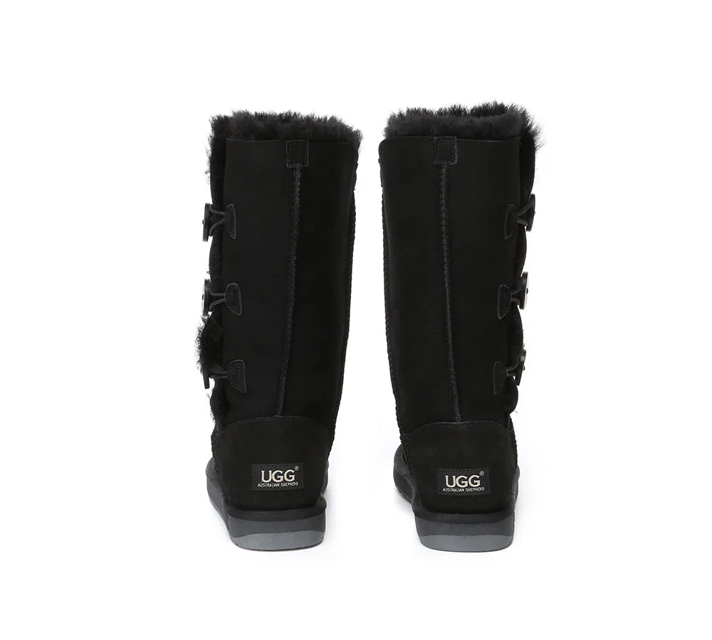 Australian Premium Double Face Sheepskin Tall Triple Button Water Resistant Boots - Image 26