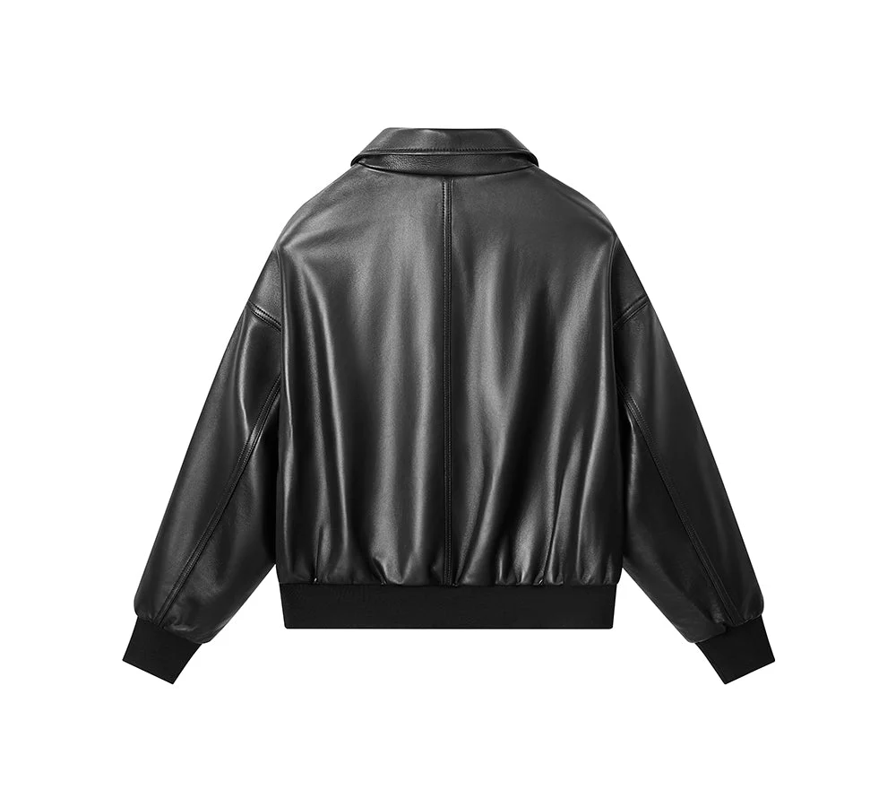 Australian Sheepskin Detachable Wool Collar Bomber Jacket Voco - Image 5