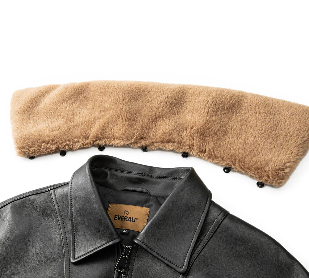 Australian Sheepskin Detachable Wool Collar Bomber Jacket Voco - Image 7