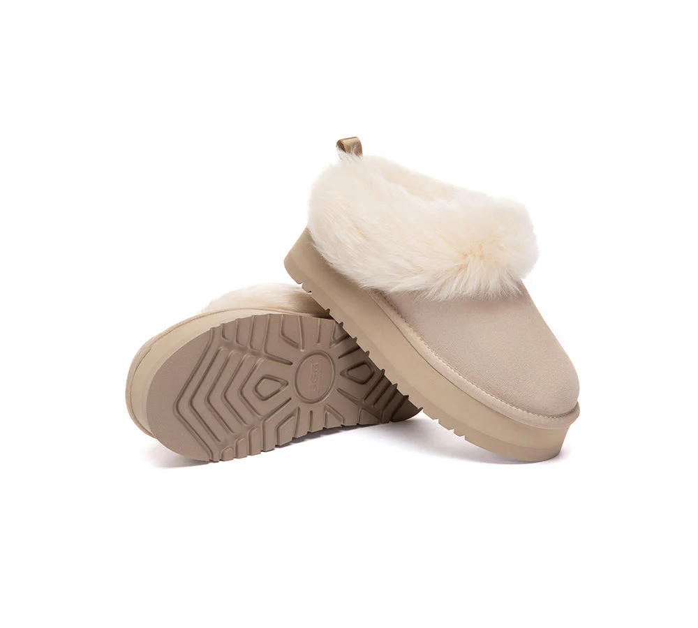 AUSTRALIAN SHEPHERD® UGG Slippers Sheepskin Wool Collar Ankle Platform Mianee - Image 2