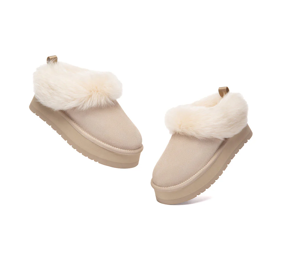 AUSTRALIAN SHEPHERD® UGG Slippers Sheepskin Wool Collar Ankle Platform Mianee - Image 4