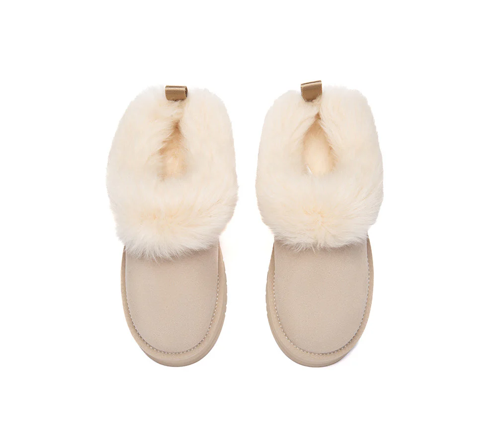 AUSTRALIAN SHEPHERD® UGG Slippers Sheepskin Wool Collar Ankle Platform Mianee - Image 5