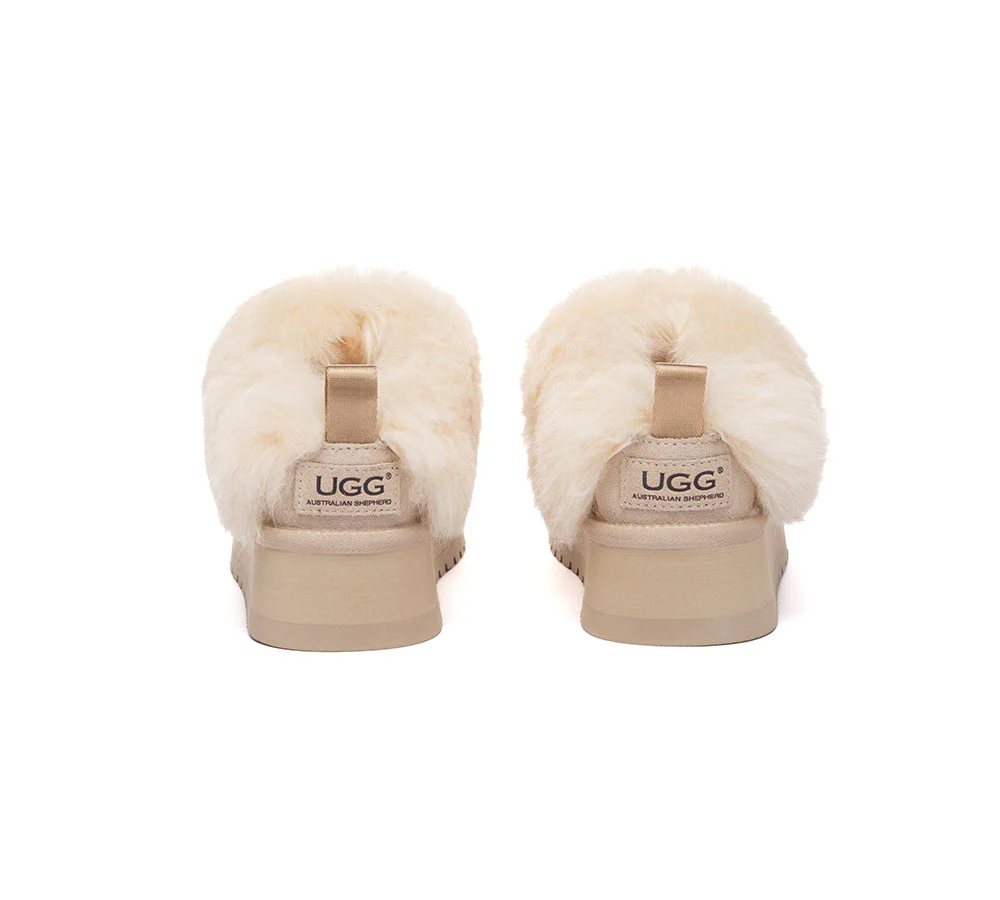 AUSTRALIAN SHEPHERD® UGG Slippers Sheepskin Wool Collar Ankle Platform Mianee - Image 6