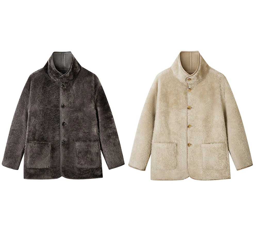 Double Faced Sheepskin Wool Reversible Jacket Vanea