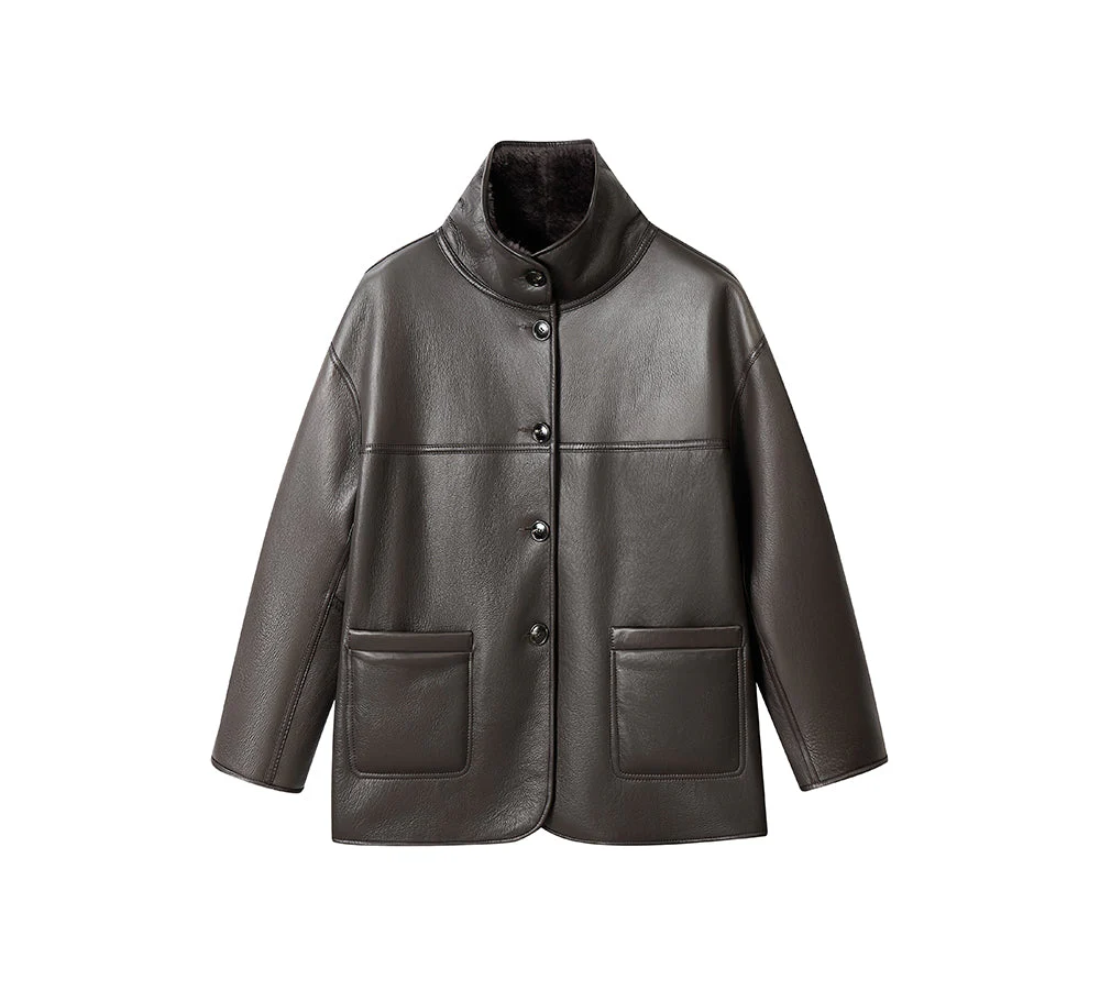 Double Faced Sheepskin Wool Reversible Jacket Vanea - Image 12