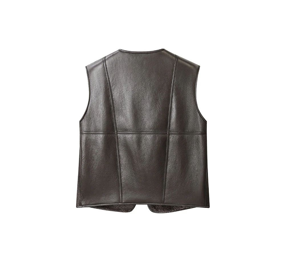 Double Faced Sheepskin Wool Reversible Vest Voreo - Image 15