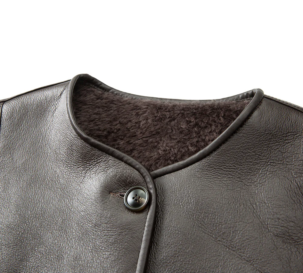 Double Faced Sheepskin Wool Reversible Vest Voreo - Image 16