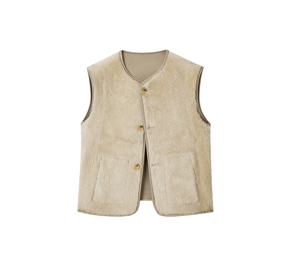 Double Faced Sheepskin Wool Reversible Vest Voreo - Image 3