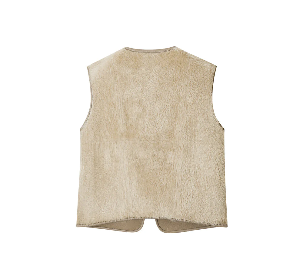 Double Faced Sheepskin Wool Reversible Vest Voreo - Image 4