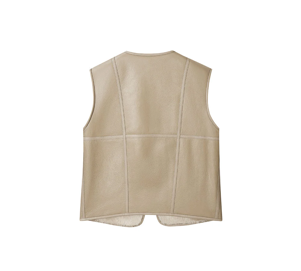Double Faced Sheepskin Wool Reversible Vest Voreo - Image 6