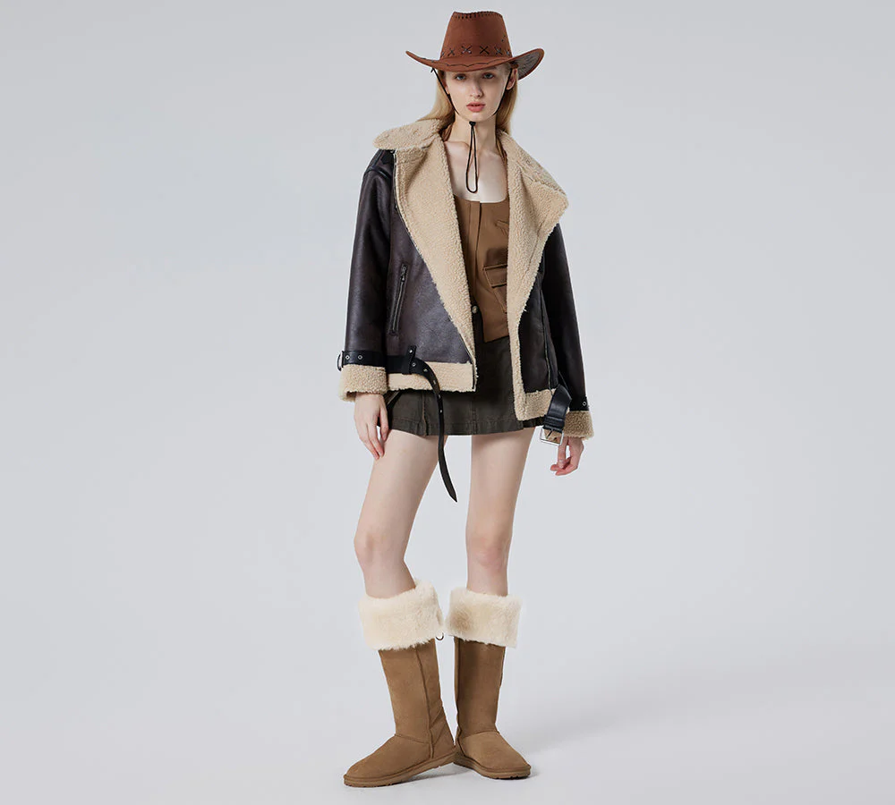 UGG Boots Women Double Faced Sheepskin Wool Tall Button Over-Knee Jenner - Image 2