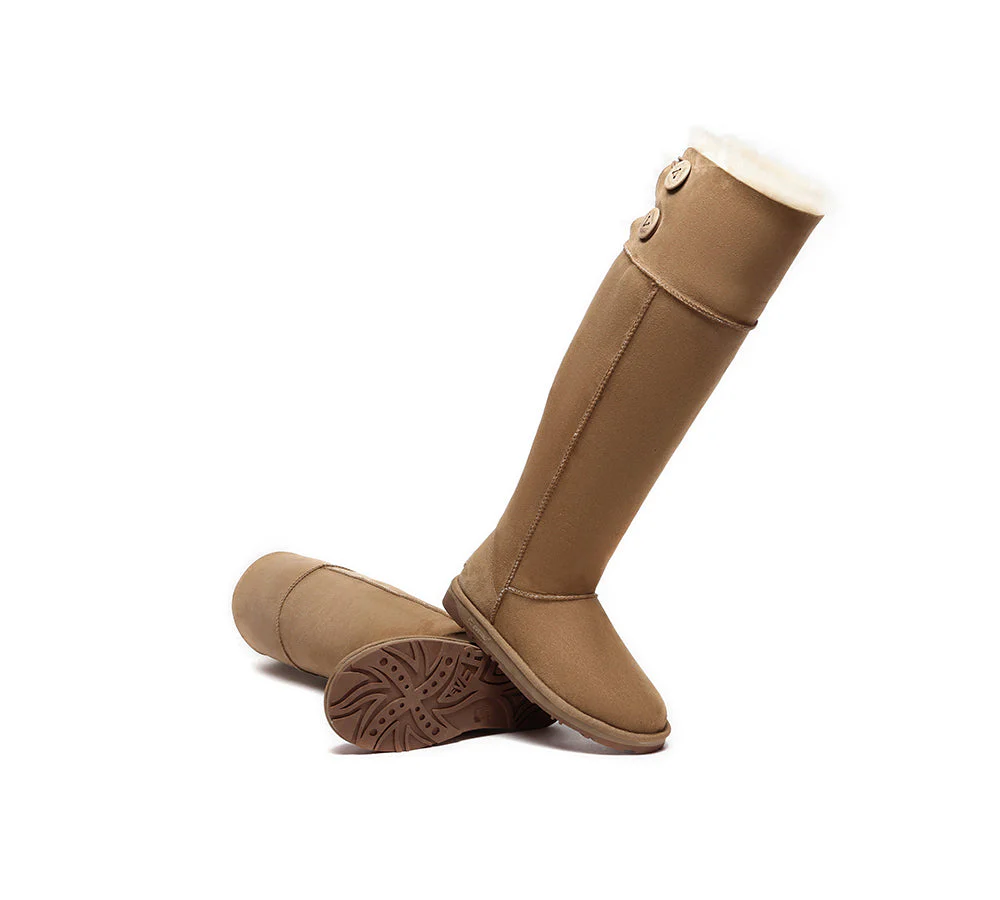 UGG Boots Women Double Faced Sheepskin Wool Tall Button Over-Knee Jenner - Image 4