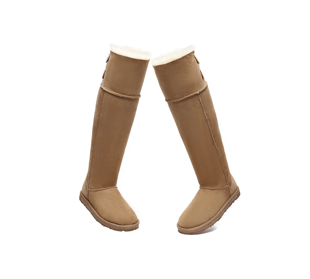 UGG Boots Women Double Faced Sheepskin Wool Tall Button Over-Knee Jenner - Image 6