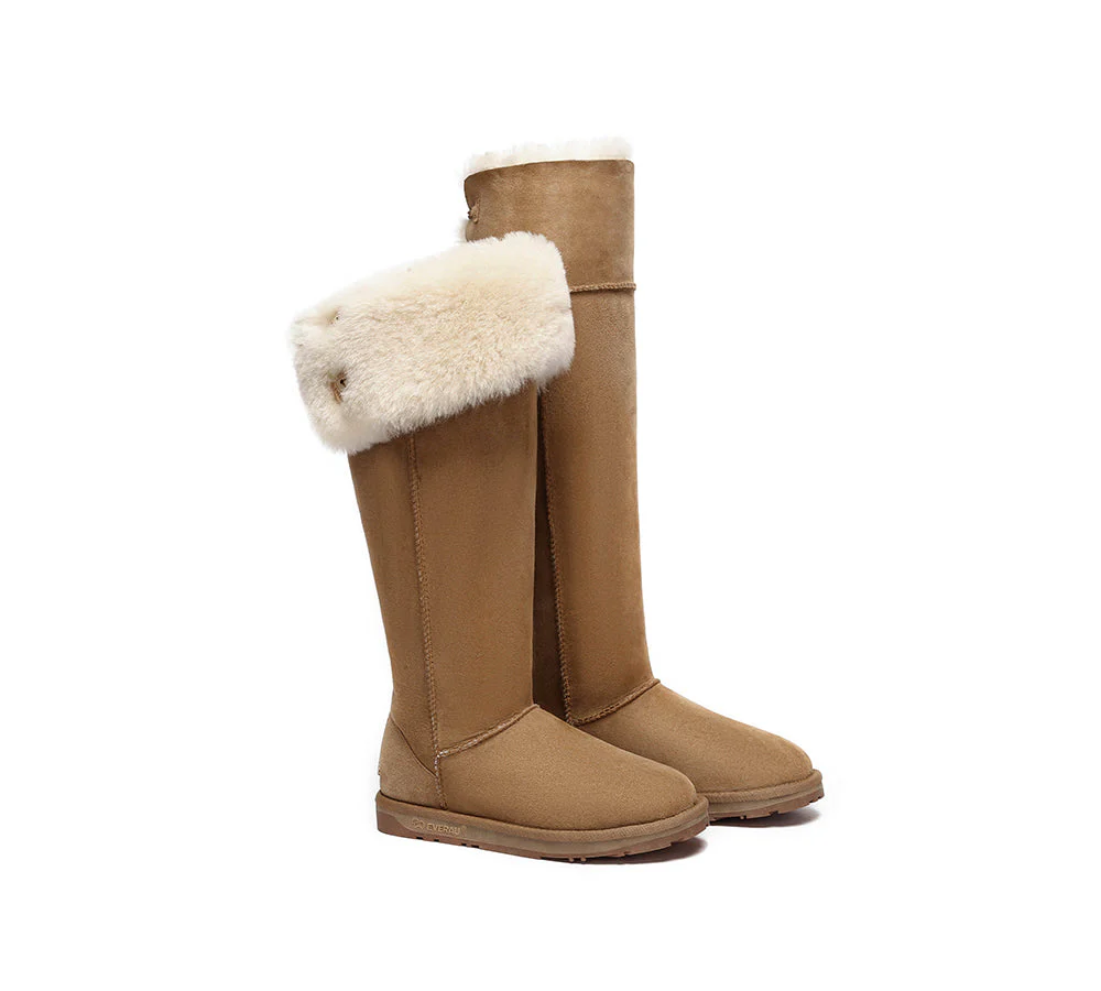 UGG Boots Women Double Faced Sheepskin Wool Tall Button Over-Knee Jenner - Image 8