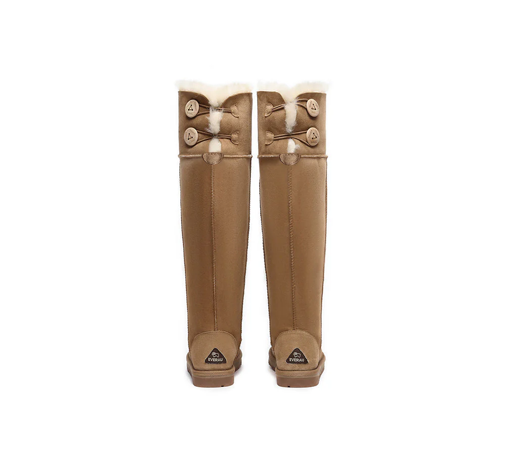 UGG Boots Women Double Faced Sheepskin Wool Tall Button Over-Knee Jenner - Image 9