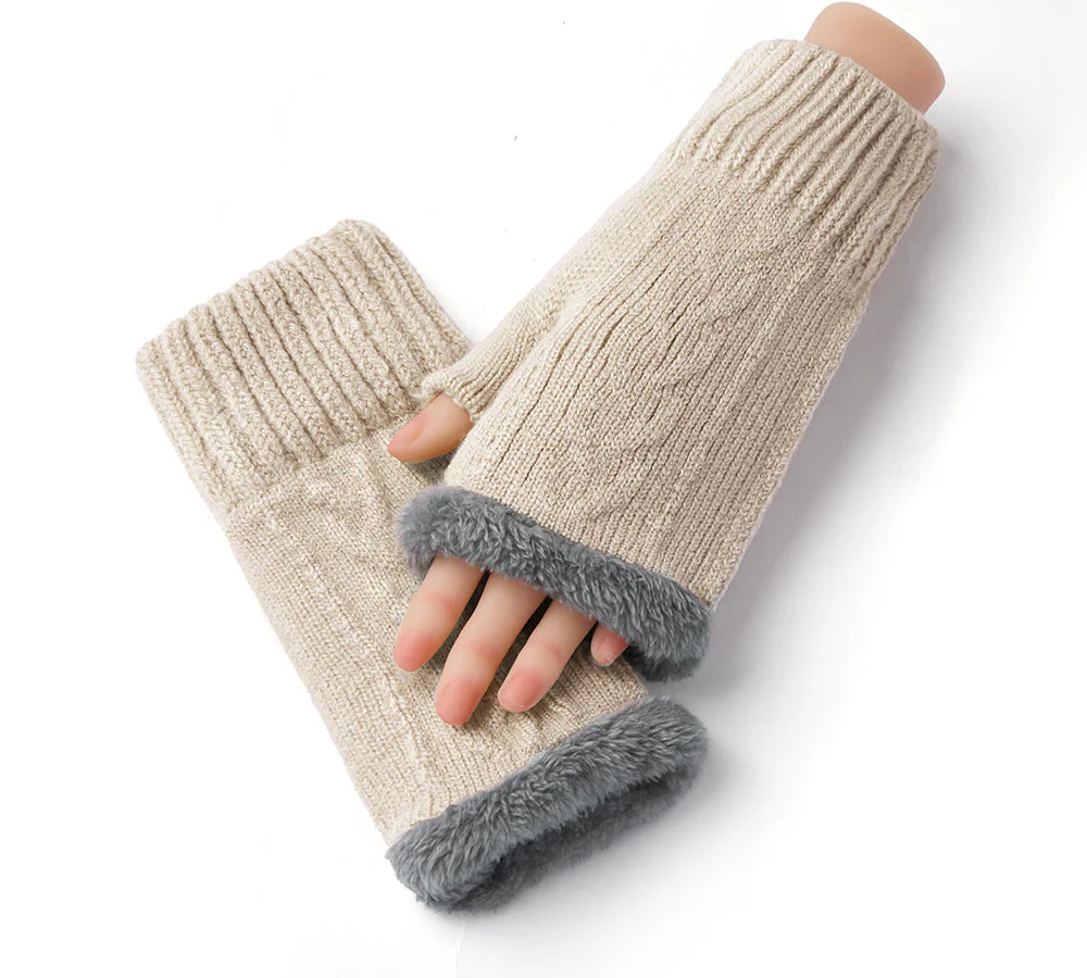 Fingerless Ultra Plush Knit Gloves - Image 12