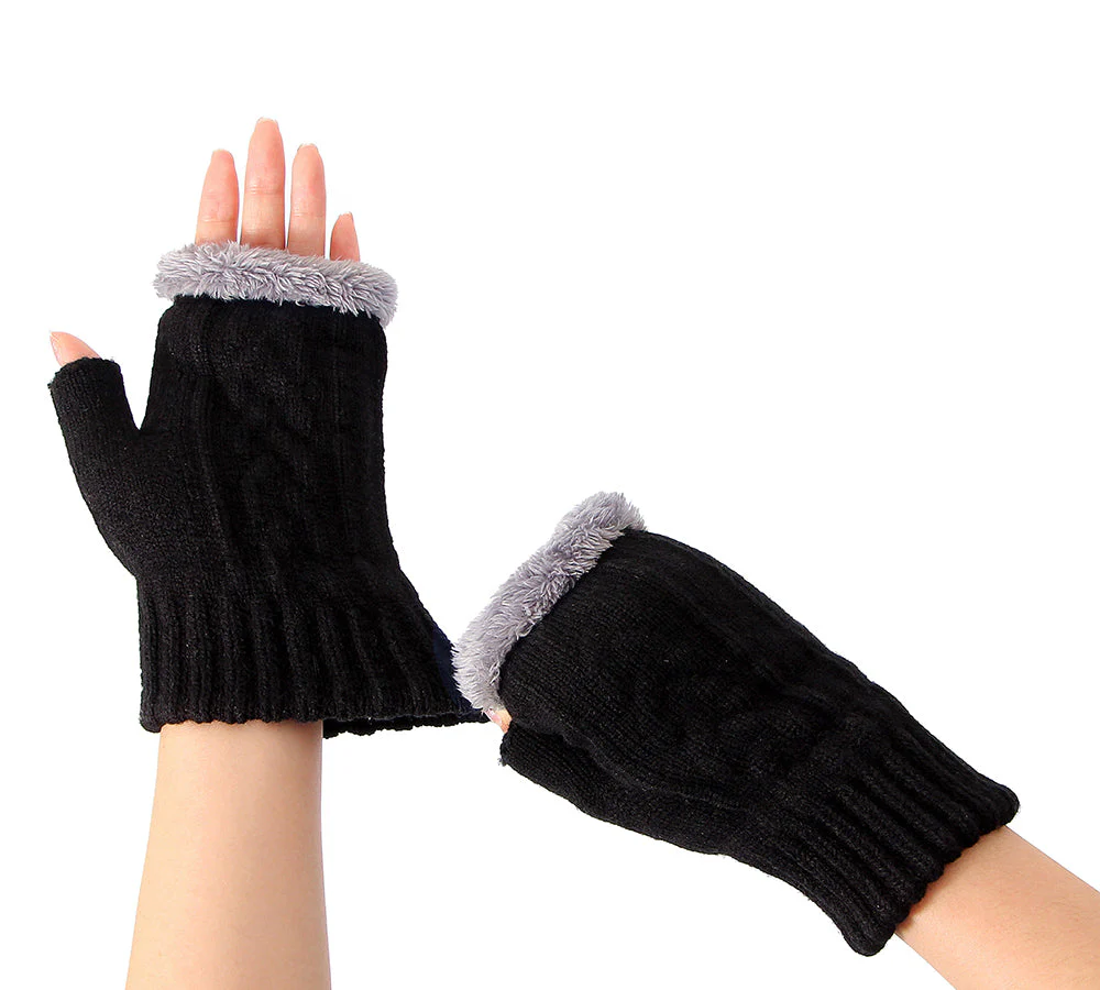 Fingerless Ultra Plush Knit Gloves - Image 19
